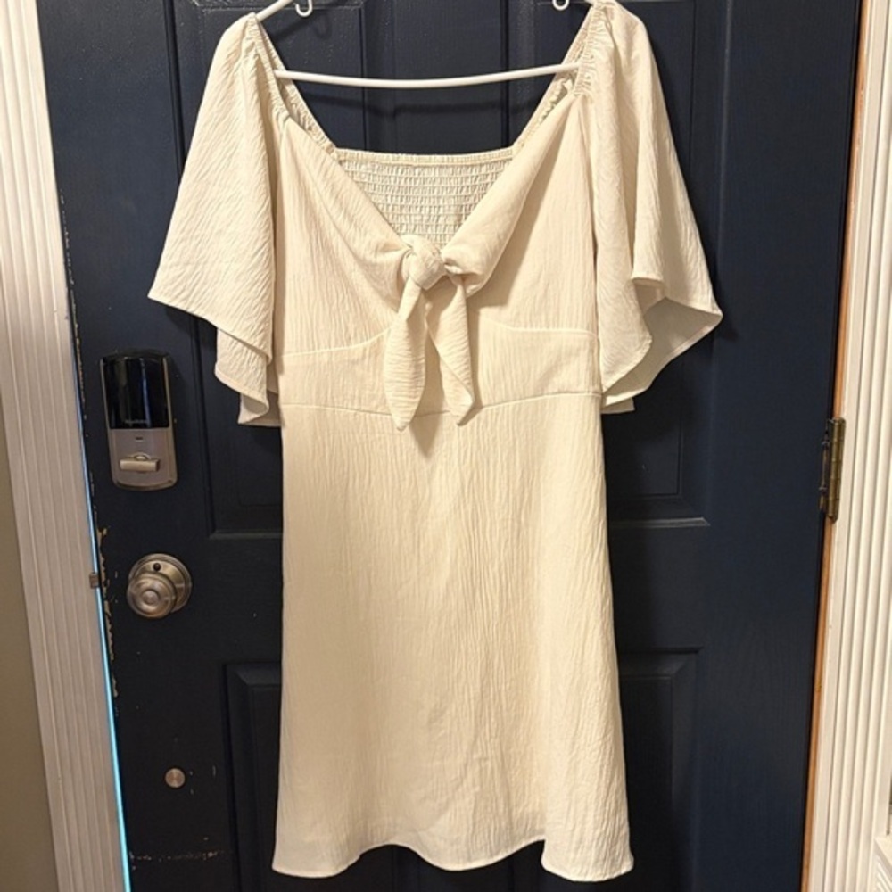 Elegant Cream Off-Shoulder Dress